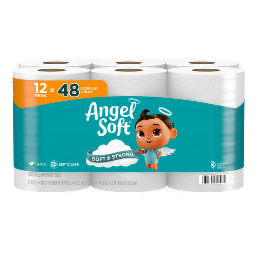 Angel Soft ANGEL SOFT® TOILET PAPER, 12 MEGA ROLLS