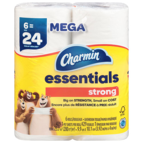 Charmin Bathroom Tissue, Strong, Mega, 1-Ply