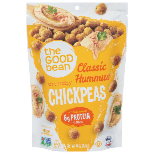 The Good Bean Chickpeas, Classic Hummus, Crunchy, Whole Bean, Medium