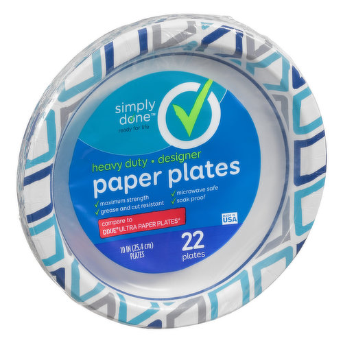 Simply Done Paper Plates, Designer, 10 Inch