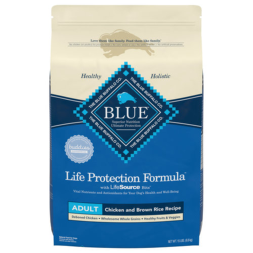 Formulated for the health and well-being of dogs, BLUE Life Protection Formula Dry Dog Food is made with the finest natural ingredients enhanced with vitamins and minerals. It contains the ingredients you’ll love feeding as much as they’ll love eating. 

BLUE Life Protection Formula dog food is a product of the Blue Buffalo company. Based in the United States, Blue Buffalo makes premium-quality pet foods featuring real meat, fruit and vegetables.