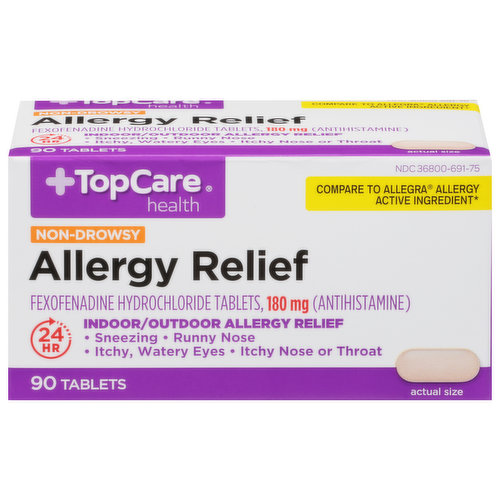 TopCare Allergy Relief, Non-Drowsy, 180 mg, Tablets