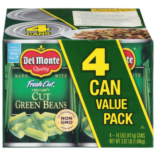 Del Monte Green Beans, Cut, Value Pack