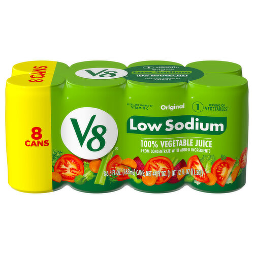 V8 100% Vegetable Juice, Low Sodium, Original
