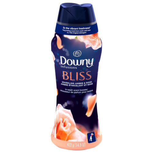 Find happiness in the little things by changing how you do laundry. Downy Infusions Bliss In-Wash Scent Booster Beads combines the sweet scent of amber and rose for clothes that smell as vibrant as they look. Safe for all fabrics and washing machines, including HE, just shake a little or a lot of these scented beads into the cap and pour directly into the drum before adding your clothes. For even more mood-awakening aromas, try Bliss Scent Fabric Softener and Fabric Softener Dryer Sheets.