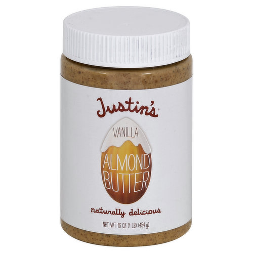 Justin's Justin's Vanilla Almond Butter, Gluten-free, Non-GMO, Vegan,  Sustainably Sourced, 16 Ounce Jar