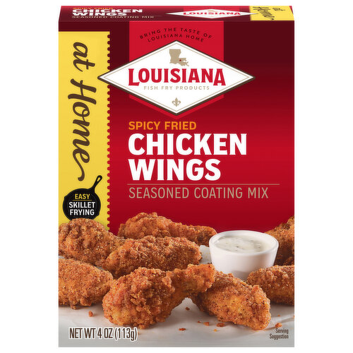 Louisiana Fish Fry Products Seasoned Coating Mix, Chicken Wings, Spicy Fried