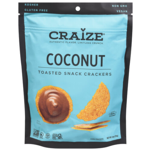 Craize Corn Crackers, Coconut, Toasted Snack