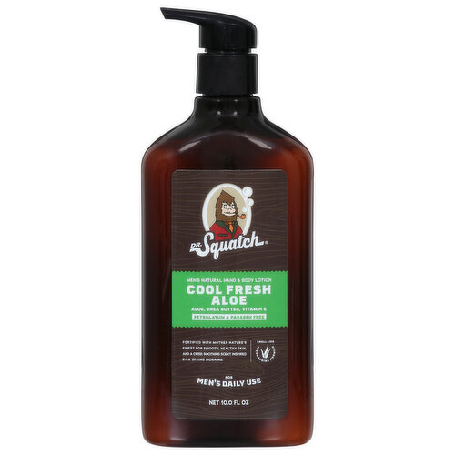 Dr. Squatch Lotion, Hand & Body, Natural, Men's, Cool Fresh Aloe