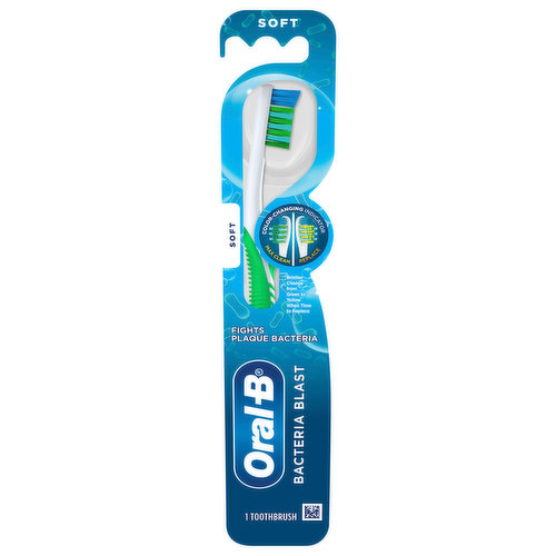 Color-changing indicator. Max clean. Replace. Bristles change from green to yellow when time to replace. Fights plaque bacteria.