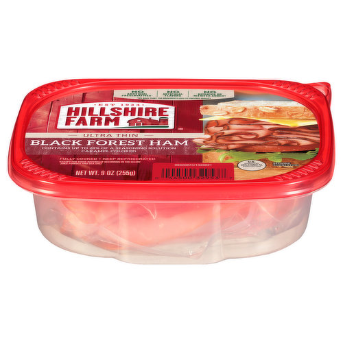 Perfectly seasoned and roasted, Hillshire Farm Black Forest Ham Deli Meat has quality and freshness you can taste. Fully cooked and ready to eat, our juicy ham lunchmeat has no artificial flavors or preservatives, and no added nitrates or nitrites. This 9 oz package of Black Forest deli ham is double sealed for absolute freshness.