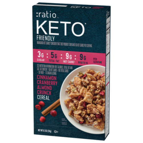 Ratio Cereal, Cinnamon, Cranberry, Almond, Crunch - Super 1 Foods