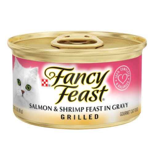 Fancy Feast Gourmet Cat Food, Grilled, Salmon & Shrimp Feast in Gravy