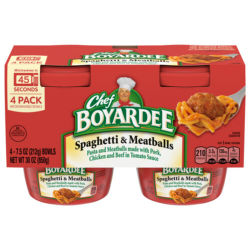 Chef Boyardee Spaghetti & Meatballs, 4 Pack