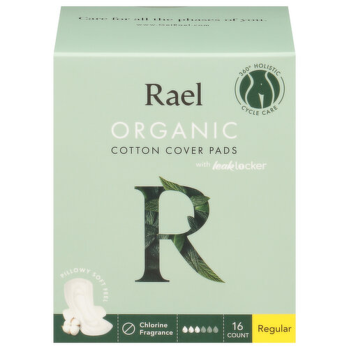 Rael Cotton Cover Pads, Organic, Regular