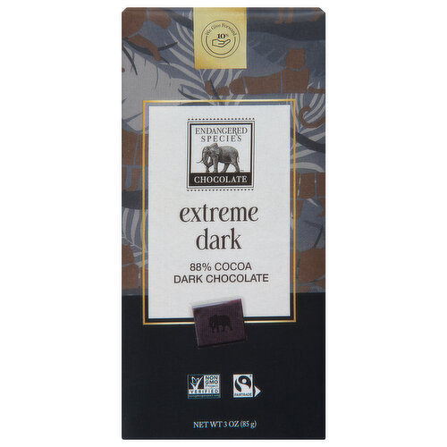 Endangered Species Chocolate, Extreme Dark, 88% Cocoa