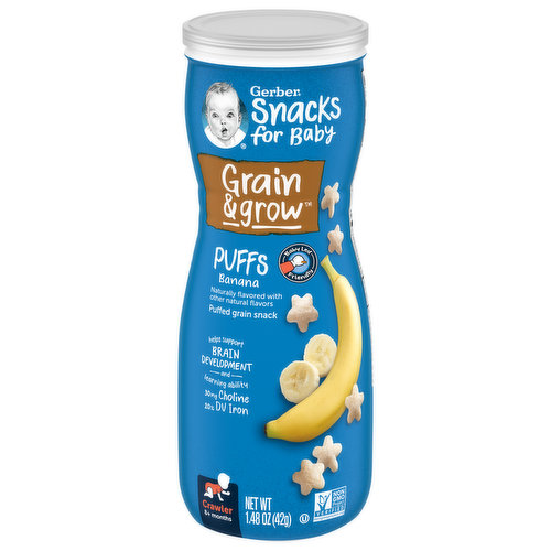 Gerber Puffs, Banana, Grain & Grow, Crawler (8+ Months)