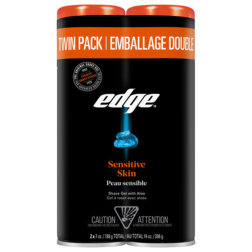 Edge Shave Gel, Sensitive Skin, Twin Pack - Brookshire's