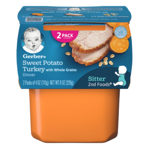 Gerber Sweet Potato Turkey, Poweblend, Sitter 2nd Foods, 2 Pack