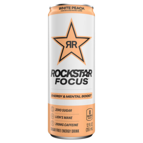 Rockstar Energy Drink, Sugar Free, White Peach