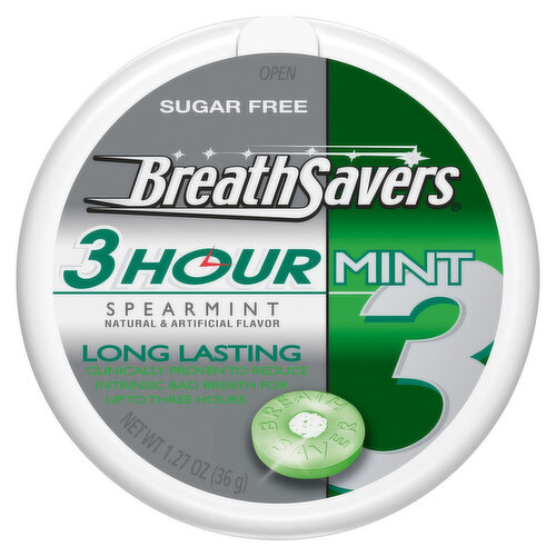 Breath Savers Mint, 3 Hour, Sugar Free, Spearmint