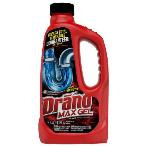 Drano Clog Remover, Max Gel, Pro Strength - 32 fl oz