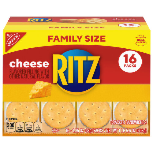 RITZ RITZ Cheese Sandwich Crackers, Family Size, 16 - 1.35 oz Packs