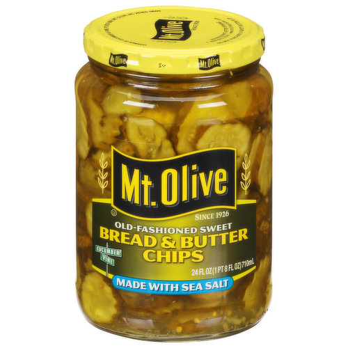 Mt Olive Pickles, Old-Fashioned Sweet, Bread & Butter Chips