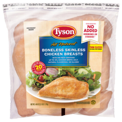 Tyson Chicken Breasts, Boneless, Skinless, Thin Sliced