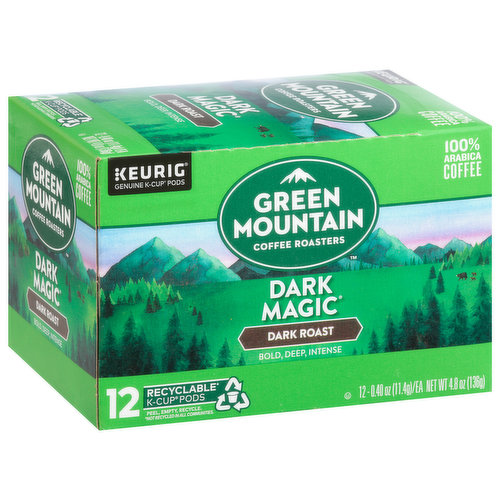 Genuine k-cup pods. Coffee roasters. Bold, deep, intense. 100% Arabica coffee. The mountains are a special place. It's where we developed our adventurous spirit and commitment to improving the lands through sustainably sourced coffee. We're driven to bring the world a richer, better cup of coffee. Be bold. Be alive. Grab a cup and get out there. Only genuine k-cup pods are optimally designed by Keurig for your Keurig coffee maker to deliver the perfect beverage in every cup. To learn more, visit Keurig.com/genuinek-cup pod. Light. Dark. Recyclable (not recycled in all communities) k-cup pods. peel, empty, recycle. Peel: Starting at puncture, peel and dispose. Empty compost or dispose of grounds. (Filter can remain). Recycle check locally (not recycled in all communities) to recycle empty cup. Visit Keurig.com/recyclable to learn more. Committed to 100% responsibly sourced coffee. www.Keurig.com/responsiblecoffee.