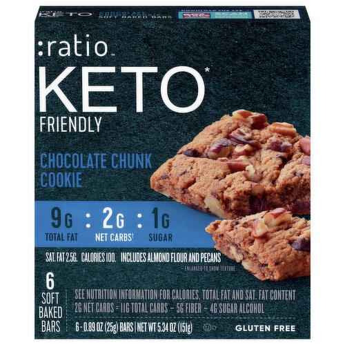 Ratio Bars, Keto Friendly, Chocolate Chunk Cookie, Soft Baked
