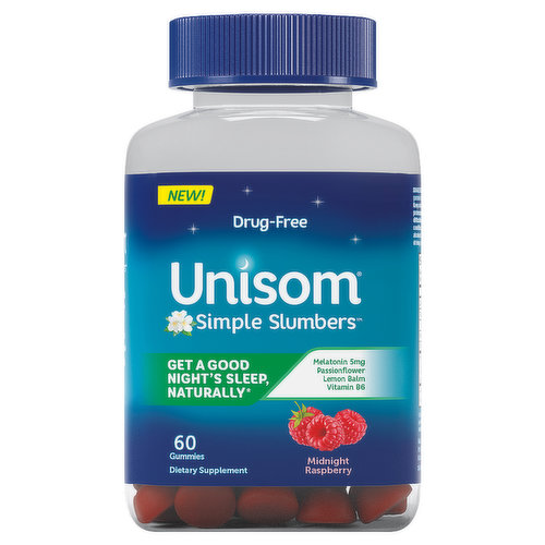 Unisom Melatonin, Drug-Free, 5 mg, Midnight Raspberry, Gummies