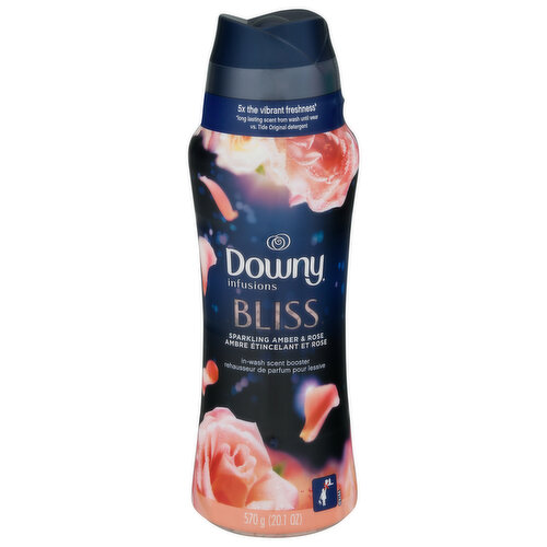 5x the vibrant freshness (Long lasting scent from wash until wear vs. Tide Original detergent). HE compatible. Be blissful. Embrace vibrancy. Let the warm glow captivate you. Scent notes - cedarwood, gardenia, white musk. Downy Infusions go directly into the washer to give an indulgent scent-boosting experience. Safe for all colors, fabrics and loads. Great for active wear and towels.
