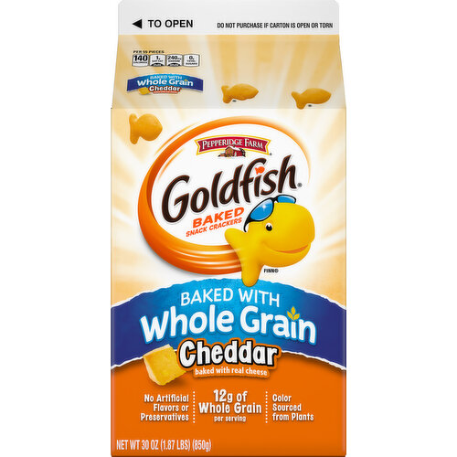 Goldfish Baked Snack Crackers, Whole Grain, Cheddar