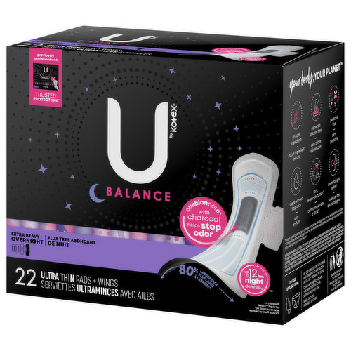 U by Kotex Pads + Wings, Ultra Thin, Regular - Super 1 Foods