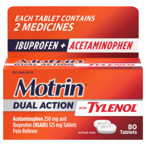 Motrin Ibuprofen + Acetaminophen, Dual Action, Tablets