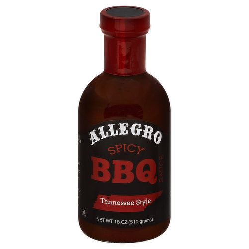 Allegro Barbecue Sauce will add excitement to your grilling experience - inside or outdoors. Allegro has redefined traditional barbecue sauce with a distinctive spice and hickory smoke blend. This versatile and flavorful mixture will complement your charbroiled, baked, and smoked foods and will lend zesty flavor to any barbecue meal. Add excitement to your grilling - Allegro style. www.allegromarinade.com. Gluten free. Made in USA.