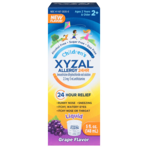 Xyzal Allergy, 24hr, Children's, Liquid, Grape Flavor