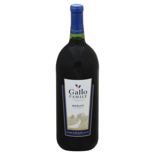 Family owned & operated. Founded 1933. It's pretty simple really. We're an American family that's been making quality wines for American families since 1933. For four generations, Gallo Family Vineyards has been dedicated to giving you the best tasting wines at the best tasting price. We call it our Best Taste Promise. Our full-bodied Merlot is all about taste. It blends flavors of black cherry, ripe plum and hints of oak for a velvety richness. Gallo Family Best Taste Promise: See details on back. Learn more about our Best Taste Promise at www.GalloFamily.com or call toll free: 1-877-425-5696. Vinted and bottled by Gallo Family Vineyards, Modesto, CA.