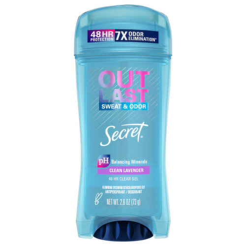 Secret Antiperspirant/Deodorant, Sweat & Odor, Clean Lavender, Clear Gel
