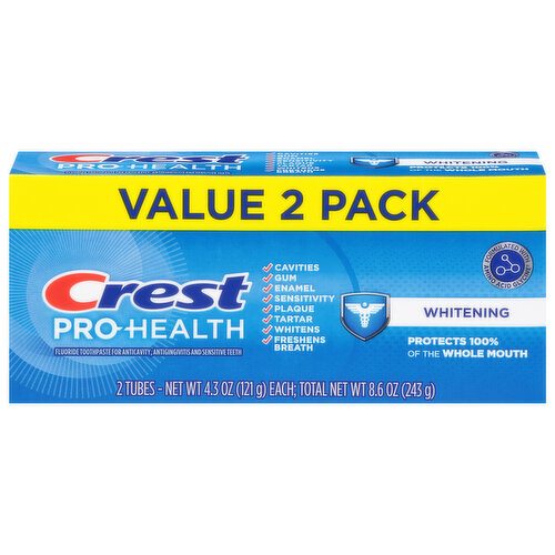 Crest Toothpaste, Fluoride, Whitening, Value 2 Pack