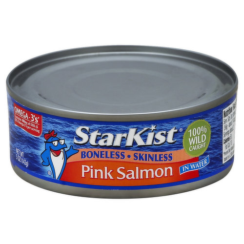 100% wild caught. Omega-3's (For more information on omega-3's and great recipes, visit www.starkist.com). Contains 400 mg of DHA & EPA omega-3's per serving. Questions: 1-800-252-1587 Mon-Fri. Refer to code number on can end. Please recycle. Product of Thailand.