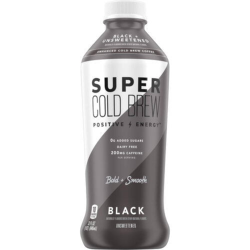 Super Coffee Enhanced Cold Brew Coffee, Black + Unsweetened