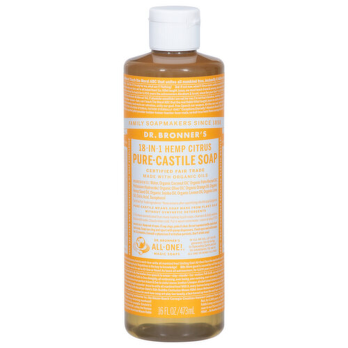 Dr. Bronner's Soap, Pure-Castile, 18-in-1, Hemp, Citrus