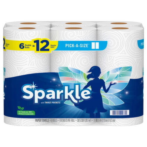 Sparkle Paper Towels, Double Rolls, Pick A Size, 2 Ply