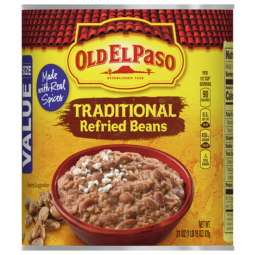 Old El Paso Traditional Refried Beans create the perfect base for any Mexican food or tasty side dish. Made with just the right amount of spices, these canned beans are ready to add to tacos, burritos, nachos or any Mexican dish. Simply heat them up in the microwave or on the stovetop and enjoy. Tonight, we taco!
For more than 80 years, Old El Paso has been bringing families and communities together to celebrate old and new traditions around delicious, Mexican-inspired flavors. We believe that any night can be a taco night, and we’re here to help make it a little easier and a lot more delicious. Our variety of crispy hard taco shells, tasty soft tortillas, flavorful seasonings, and much more help make taco night fun.