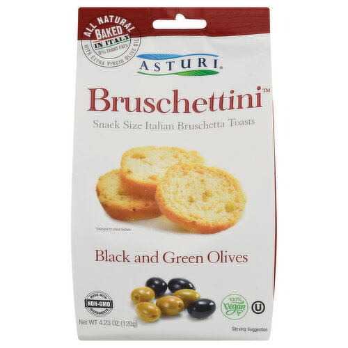 Asturi Bruschetta Toasts, Italian, Black and Green Olives, Snack Size