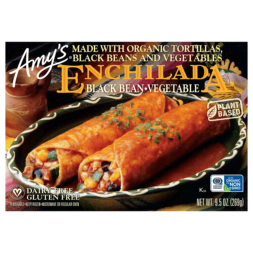 Amy's Frozen Black Bean Vegetable Enchilada, Non-GMO, Gluten free, 9.5 oz.