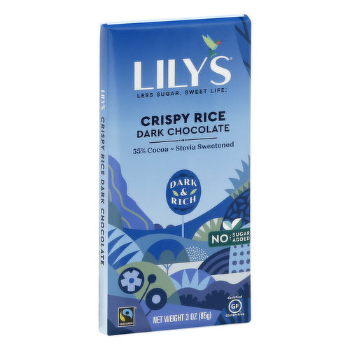 Lilys Dark Chocolate, Crispy Rice, 55% Cocoa