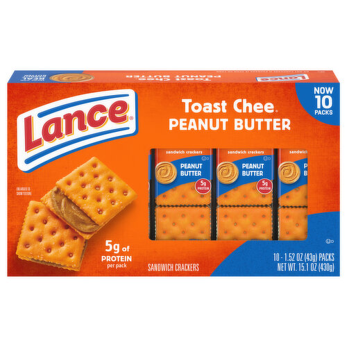 Lance Sandwich Crackers, Peanut Butter, 10 Packs